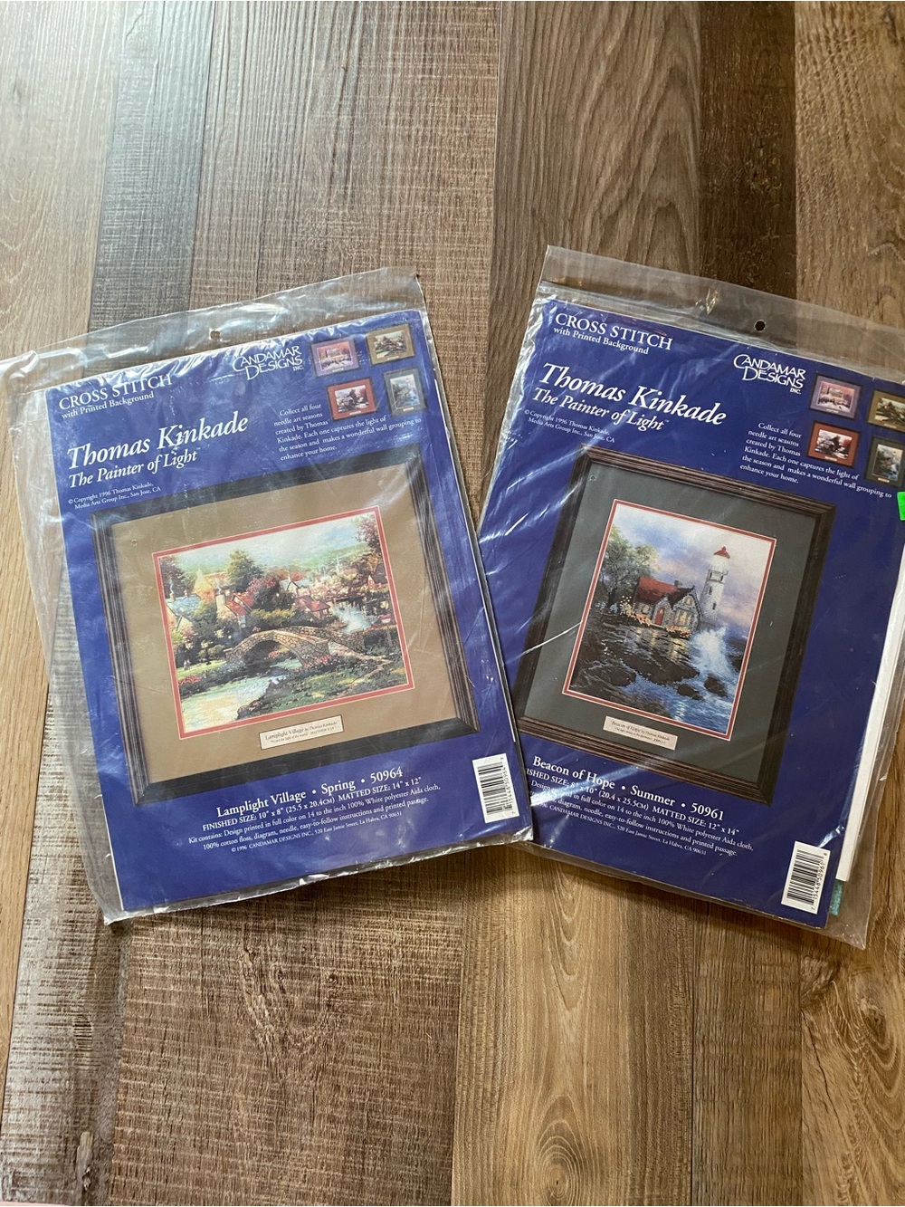 Thomas Kinkade Cross Stitch Pattern Pack - Blue Packaging with Multicolor Art